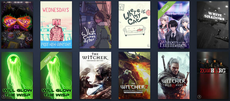 Weapon Of Choice | Wednesdays | WHat Comes After | Where is my cat | White Shadows | Will Glow The Wisp | The Witcher 1-3 | Zomborg