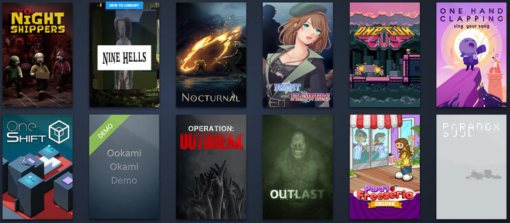 Night Shippers | Nine Hells | Nocturnal | Of Frost and Flowers | One Gun Guy | One Hand Clapping | OneShift | Operation: Outbreak | Outlast | Papa's Freezeria | Paradox Soul