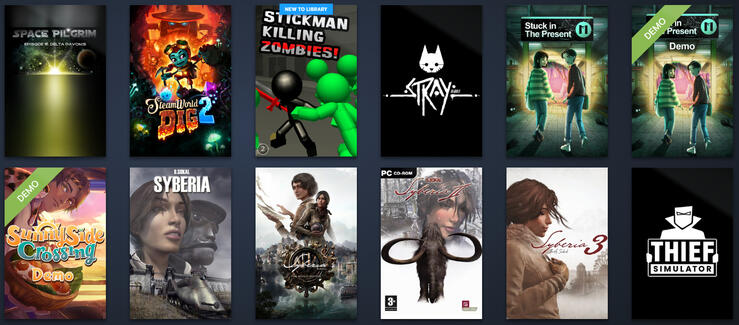 Space Pilgrim Episode III | SteamWorld Dig 2 | Stickman Killing Zombie | STRAY | Stuck in the Present | Syberia 1-3, Syberia: The World Before | Thief Simulator