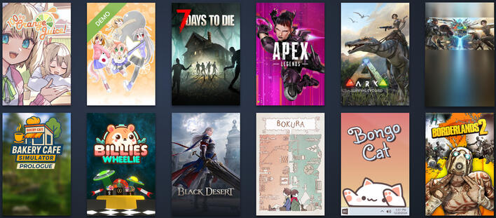 100% Orange Juice | 7 Days To Die | Apex Legends | ARK | Billies Wheelie | Black Desert | BOKURA | Borderlands 2